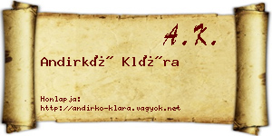 Andirkó Klára névjegykártya